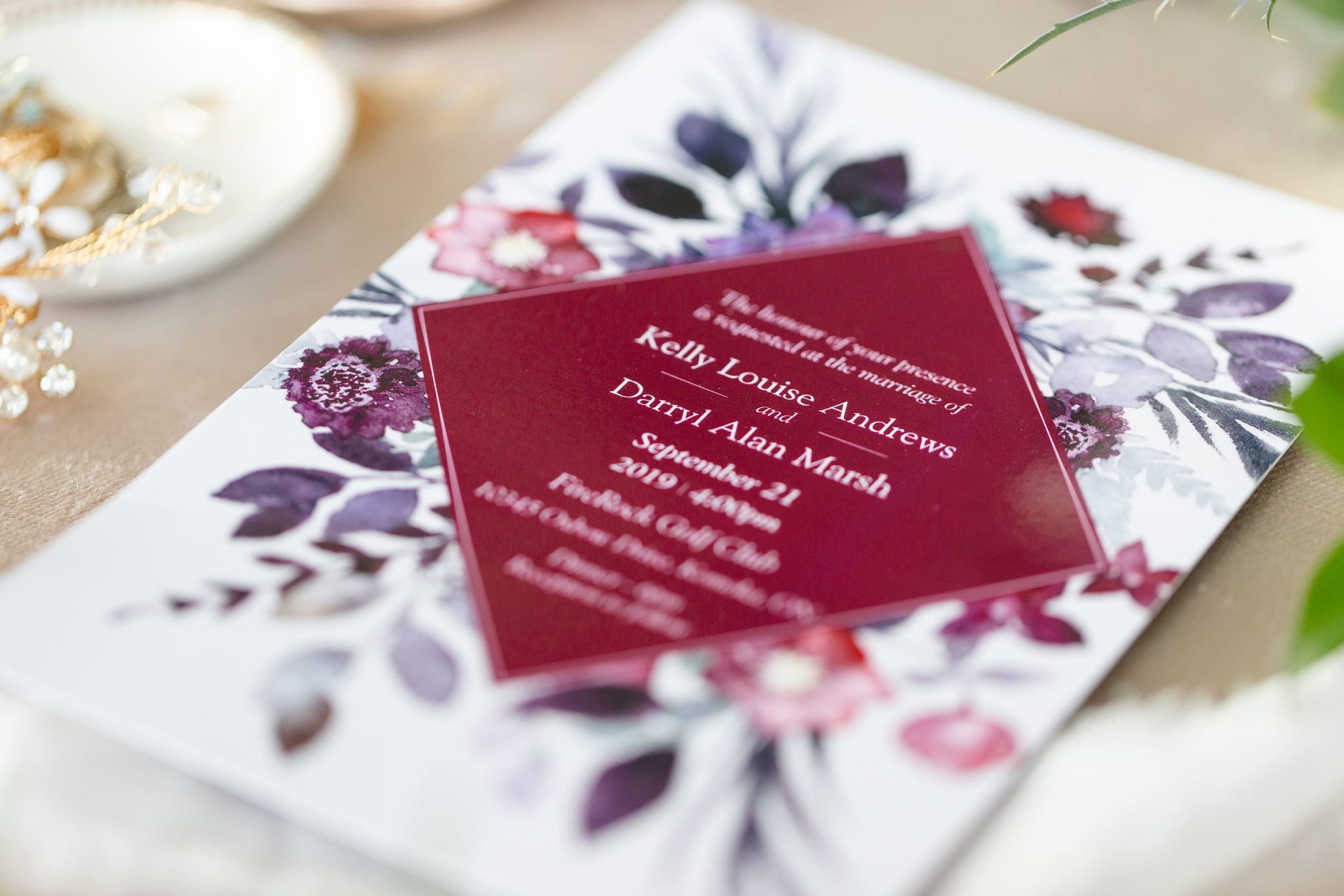 Wedding Invitation lay flat shot by Dylan & Sandra Photography